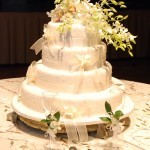 Cake with orchid flowers