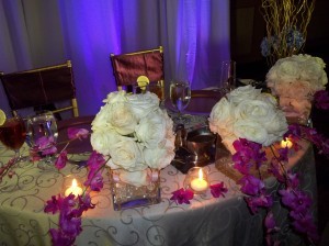 white roses Pomander Balls with orchids